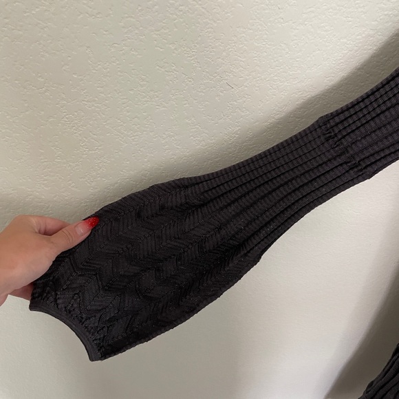 MISSONI Knit ribbed zig zag V-Neck Mini Dress grey long sleeve size 2 wool blend - Picture 12 of 13